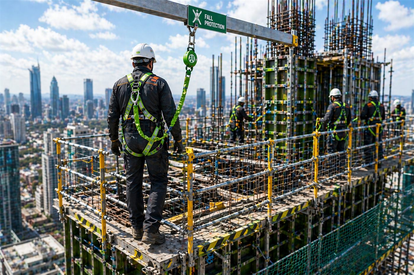 Fall protection holder for formwork safety